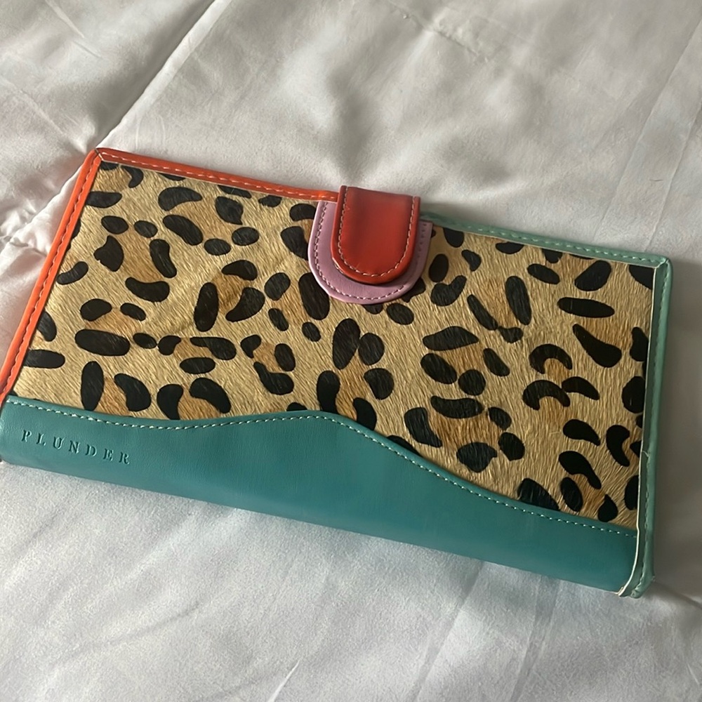 Colorful leopard print wallet EUC